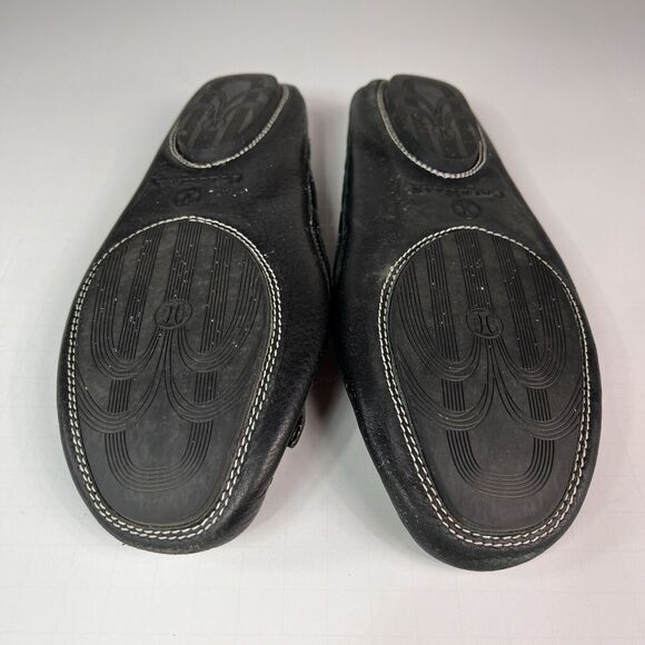Cole Haan Womens Feathered Moc-Toe Mule Slip-On BLACK Leather Flat Shoes Sz 6B - Picture 7 of 8
